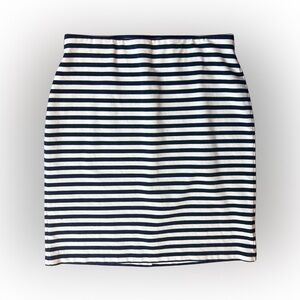Navy & White Striped Midi Skirt, Size Small